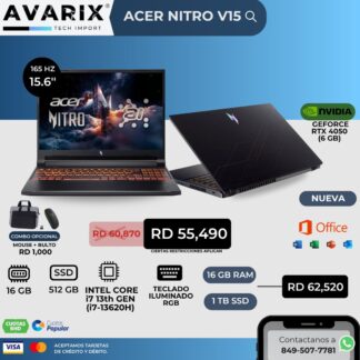 Acer Nitro V15 — i7-13620H, RTX 4050, 16GB, 512GB SSD
