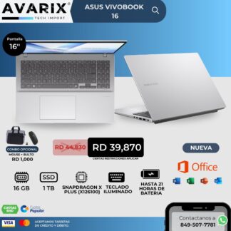 Asus VivoBook 16 — Snapdragon X Plus, 16GB, 1TB SSD