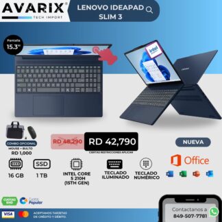 Lenovo IdeaPad Slim 3 — Intel Core 5 210H (15th Gen), 16GB RAM, 1TB SSD
