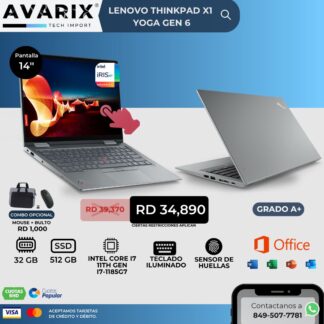 Lenovo ThinkPad X1 Yoga Gen 6 — Intel Core i7-1185G7 (11th Gen), 32GB RAM, 512GB SSD