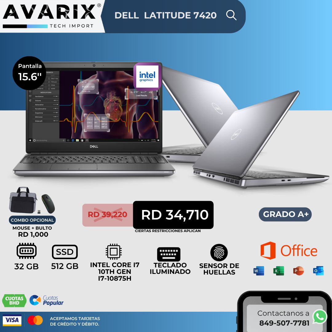 Dell Latitude 7420 — Intel Core i7-10875H (10th Gen), 32GB RAM, 512GB SSD