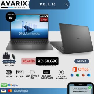 Dell 16 — AMD Ryzen 7 250, 16GB RAM, 512GB SSD