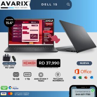 Dell 15 — AMD Ryzen 7 7730U, 16GB RAM, 1TB SSD