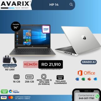 HP 14 — Intel Core i5-1035G4 (10th Gen), 16GB RAM, 256GB SSD