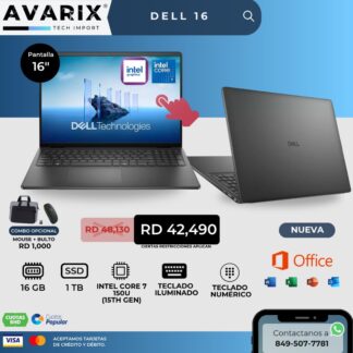 Dell 16 — Intel Core 7 150U (15th Gen), 16GB RAM, 1TB SSD