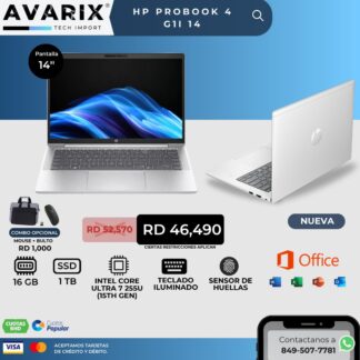 HP ProBook 4 G11 14 — Intel Core Ultra 7 255U (15th Gen), 16GB RAM, 1TB SSD